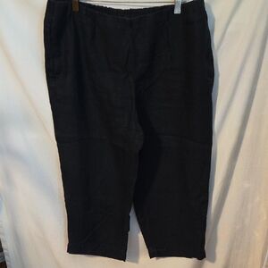 J Jill Pure Jill Black Linen Pull On Crop Pants Size Medium Petite¹